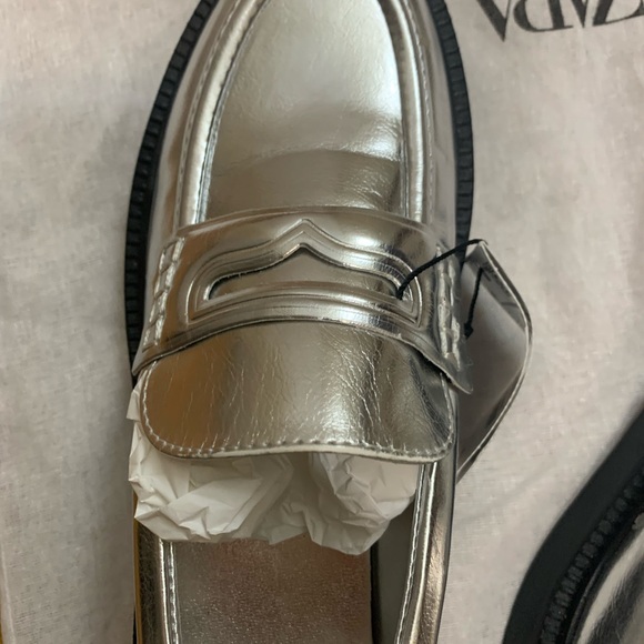 NWT Zara metallic loafers/ 6,5 - Picture 9 of 10